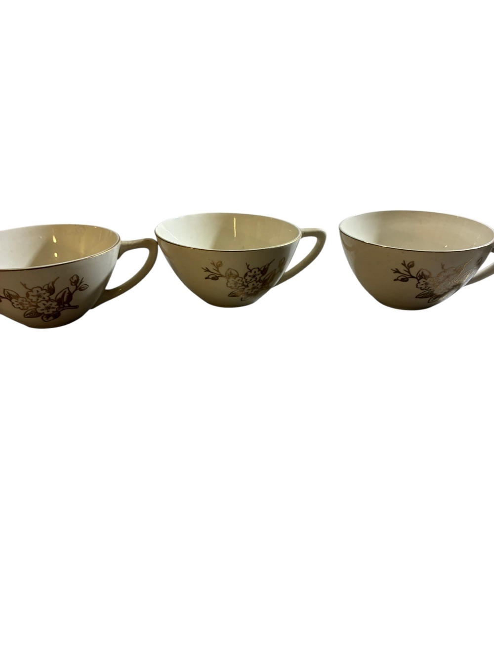 Knowles Ivory Teacups with Floral Motif - Set of 3